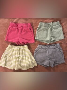 Cat & Jack Girls' Shorts Set - Pink, Mint, Yellow Stripe & Gray